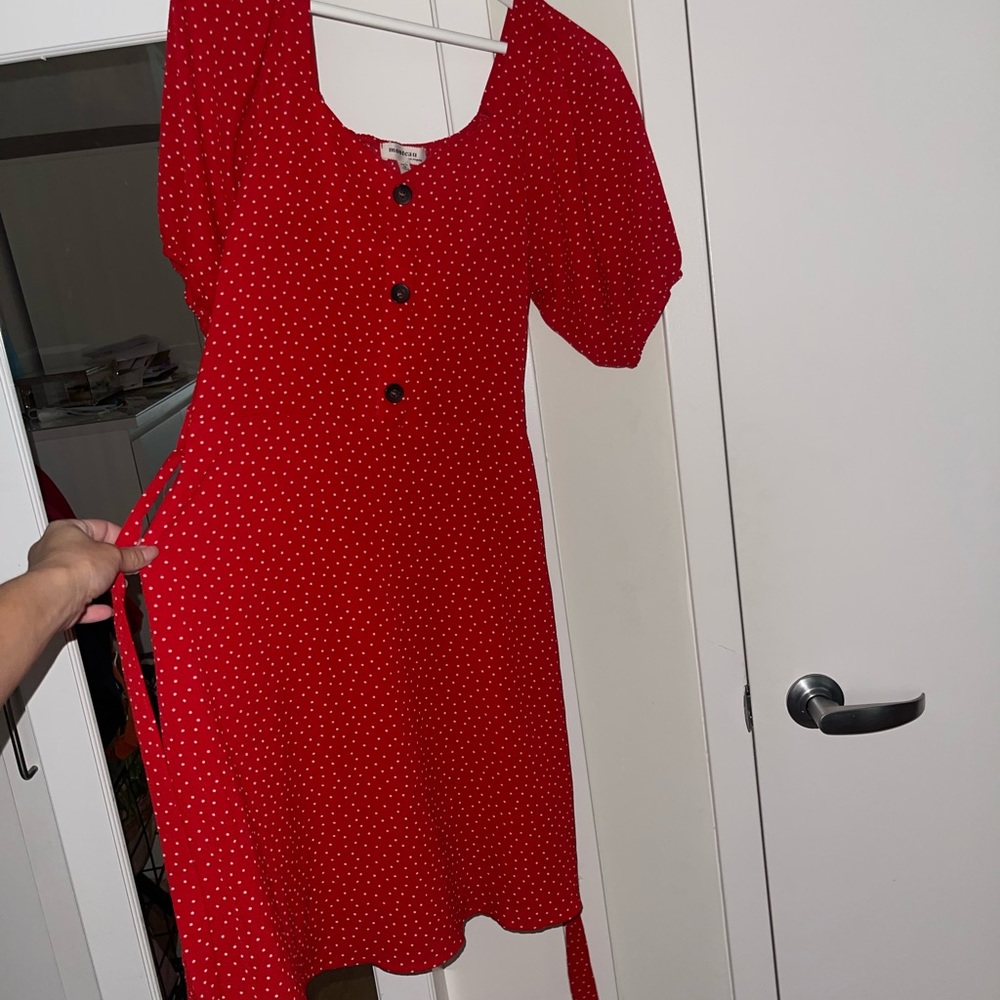 Polka dot red flowy dress